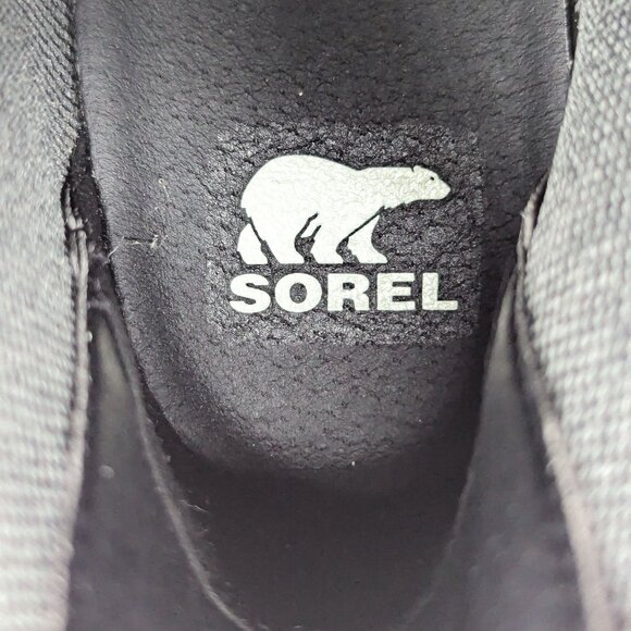 Sorel Women Joan of Arctic Wedge III Grey Stone Leather Lug Chelsea Boots sz 9 - Picture 7 of 10